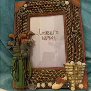 Golf Enthusiast's Brown and Green Picture Frame